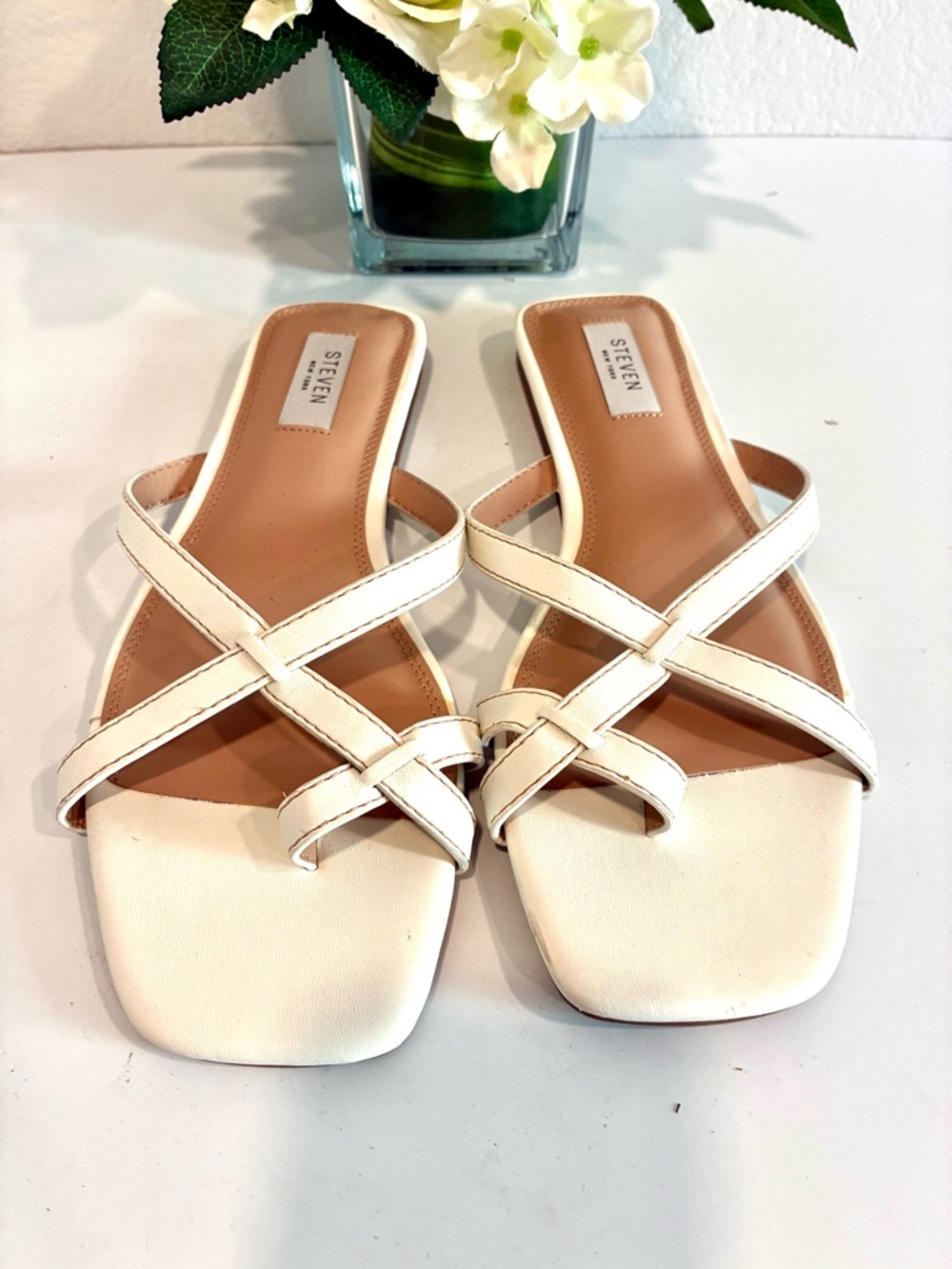 NWOT Steven New York white cream sandals size 8.5